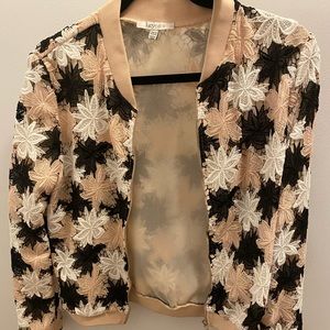 Lace pink black and white bomber